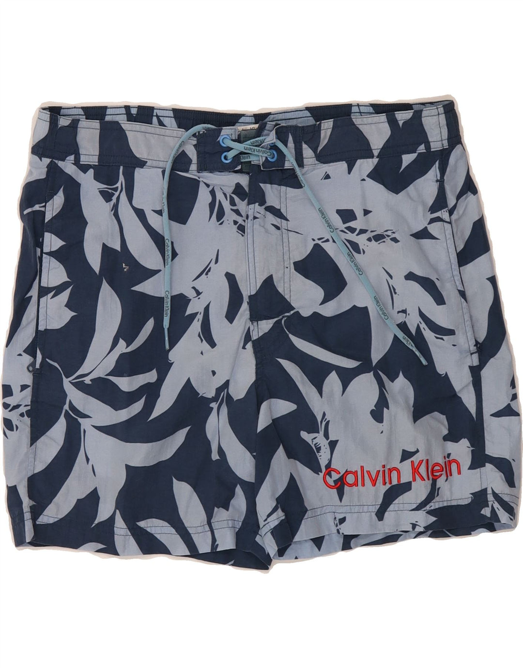CALVIN KLEIN Mens Graphic Swimwear Small Blue Floral Nylon Vintage Calvin Klein and Second-Hand Calvin Klein from Messina Hembry 