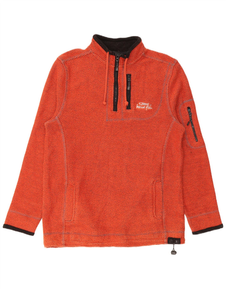 Weird Fish Herre Grafisk 1/4 Zip Sweatshirt Jumper Stor Orange Bomuld