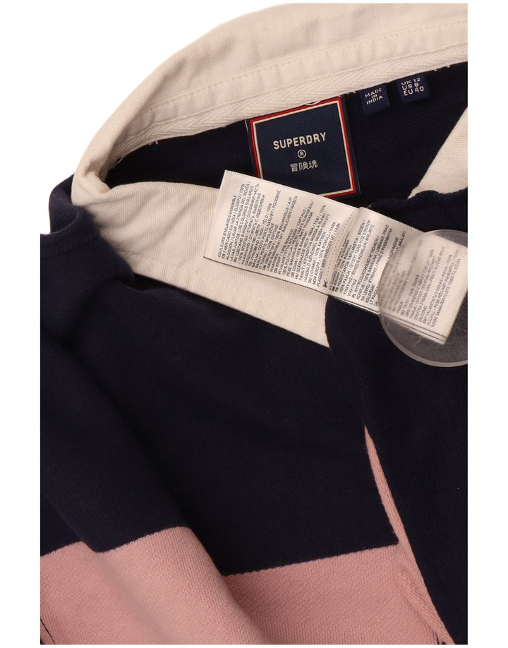 SUPERDRY Womens Oversized Crop Rugby Polo Shirt UK 12 Medium Navy Blue