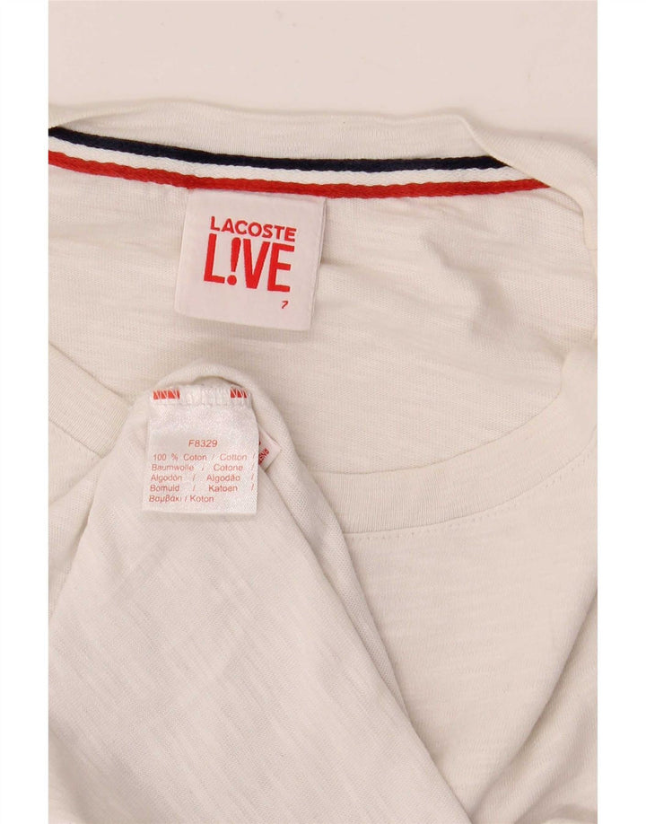 Lacoste Herre T-Shirt Top Størrelse 7 2XL Hvid Flecked Bomuld