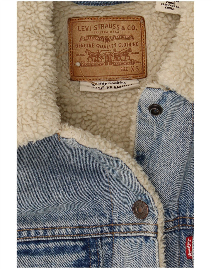 LEVI'S Womens Denim Sherpa Jacket UK 6 XS Blue