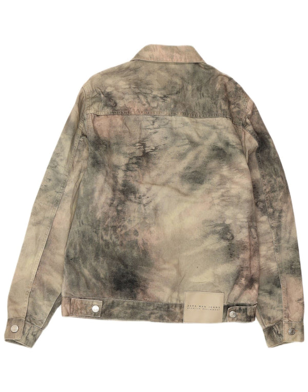 ZARA Denimjakke til mænd UK 38 Medium Green Tie Dye Bomuld