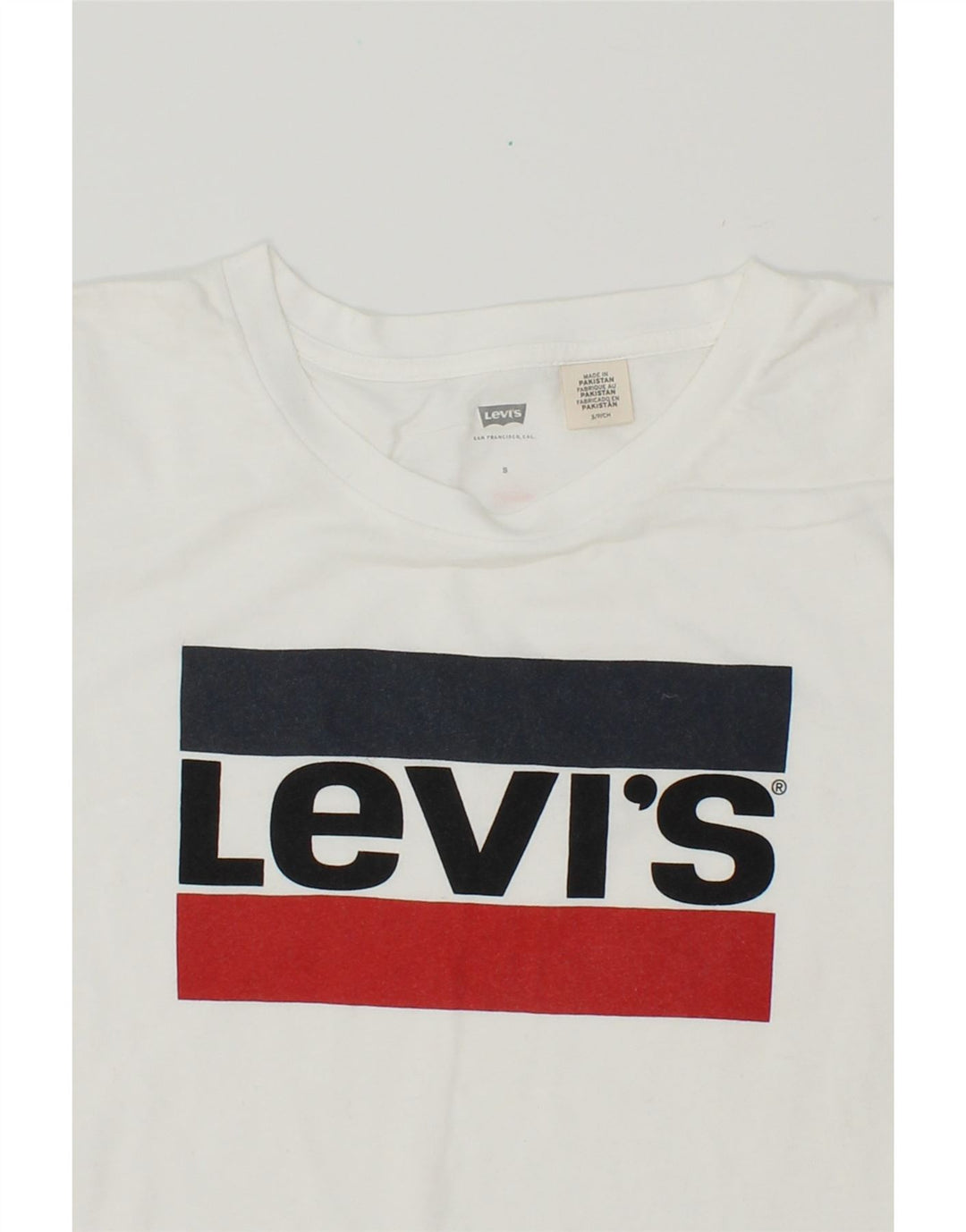 LEVI'S Womens Graphic T-Shirt Top UK 10 Small White Cotton Vintage Levi's and Second-Hand Levi's from Messina Hembry 