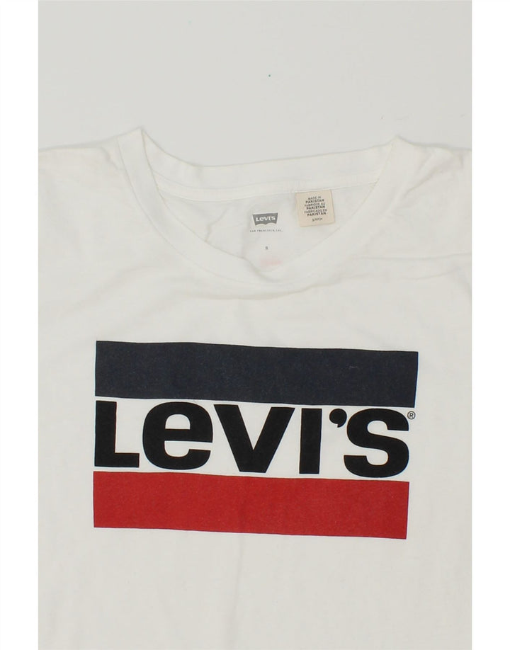 LEVI'S Womens Graphic T-Shirt Top UK 10 Small White Cotton Vintage Levi's and Second-Hand Levi's from Messina Hembry 