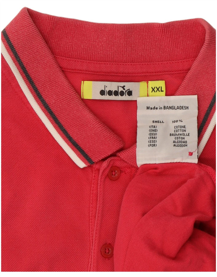 DIADORA Poloskjorte til mænd 2XL Pink Bomuld