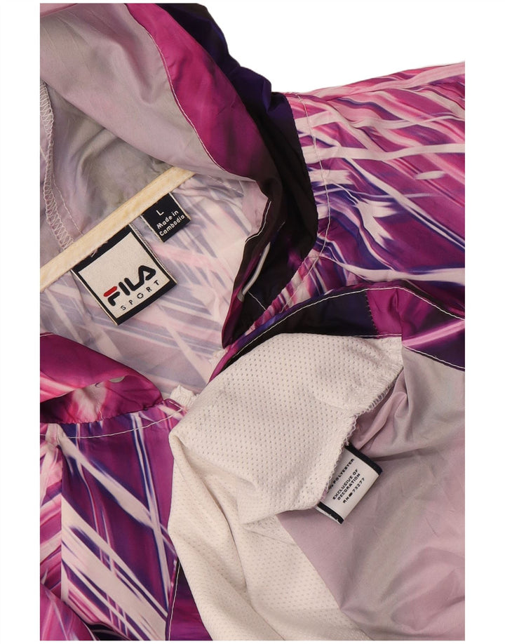 Fila Regnjakke med hætte til kvinder UK 16 Stor flerfarvet stribet polyester