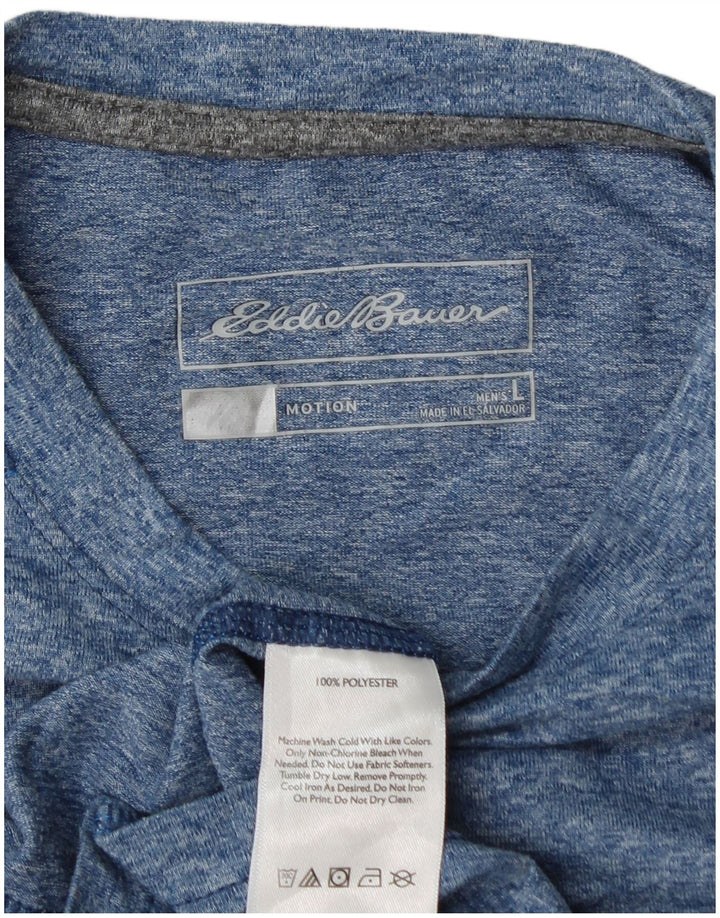 EDDIE BAUER Herre T-shirt Top Large Blue Flecked Polyester