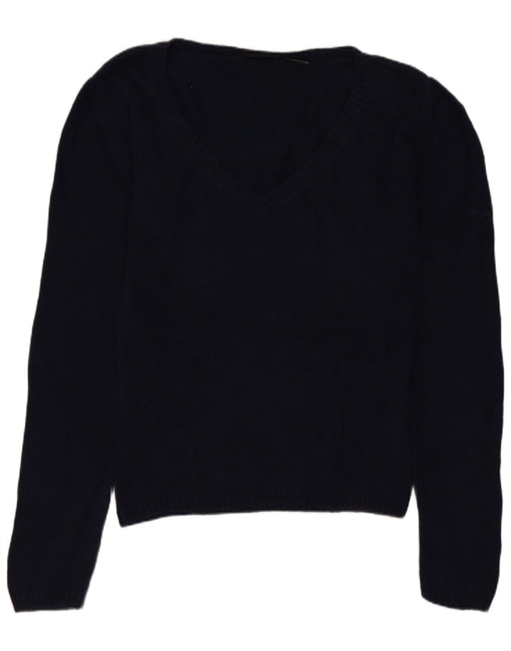 Fila Dame V-hals sweater UK 14 Medium Navy Blue Bomuld