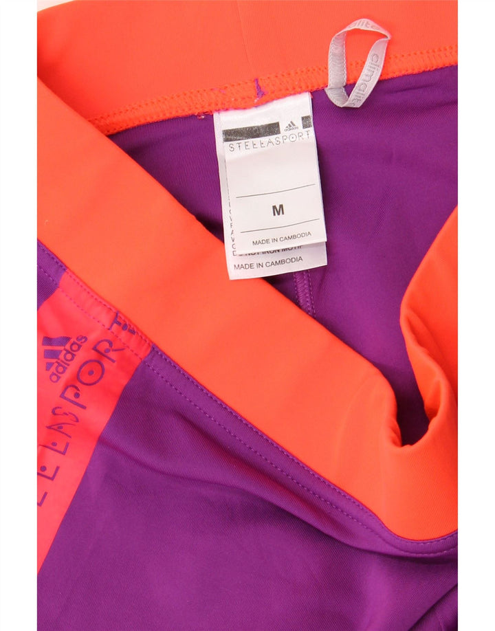 ADIDAS Dame Climalite Grafiske Leggings UK 12 Medium Lilla Colourblock