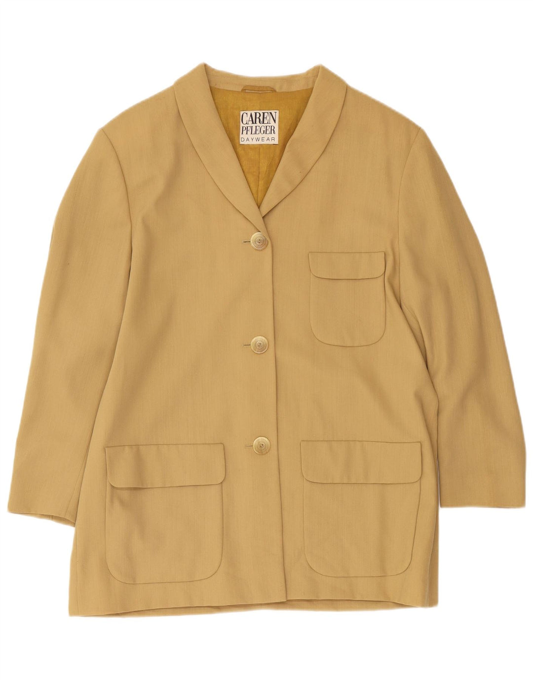 Dame 3-knaps blazerjakke EU 40 Medium Beige Uld