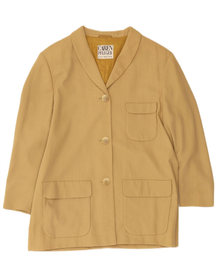 Dame 3-knaps blazerjakke EU 40 Medium Beige Uld