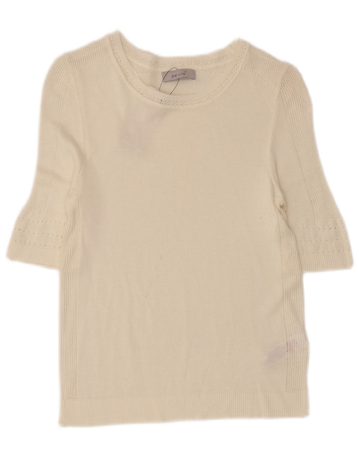 Marks & Spencer Dame Boat Neck Jumper Sweater UK 8 Small Off White