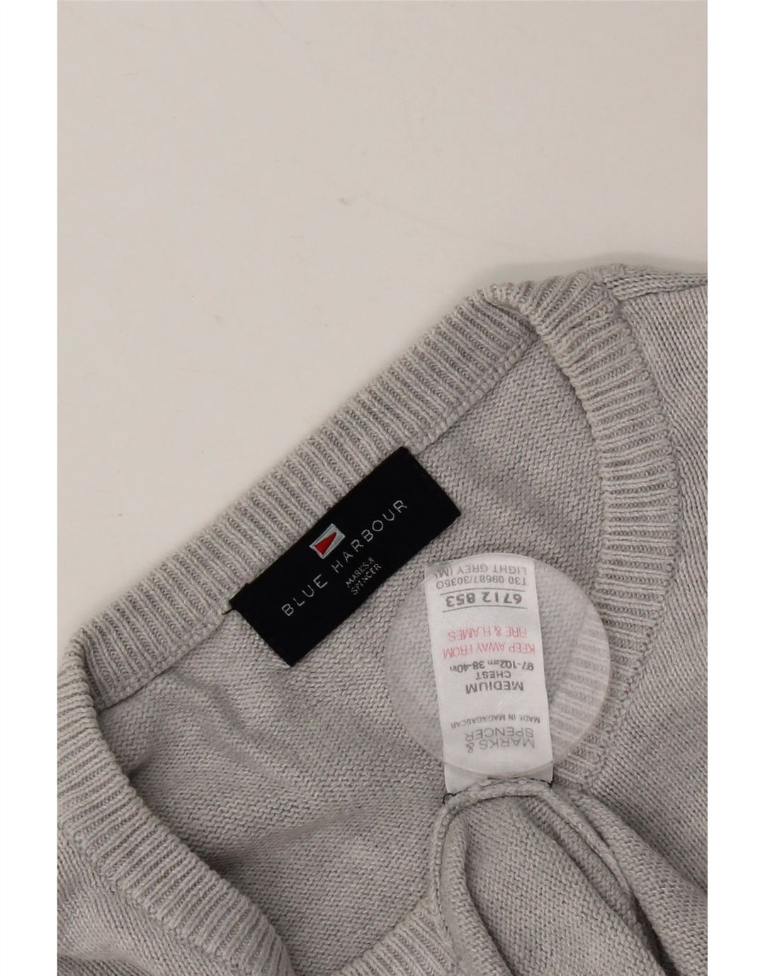 Marks & Spencer Herretrøjetrøje med rund hals, UK 38/40 Mellemgrå