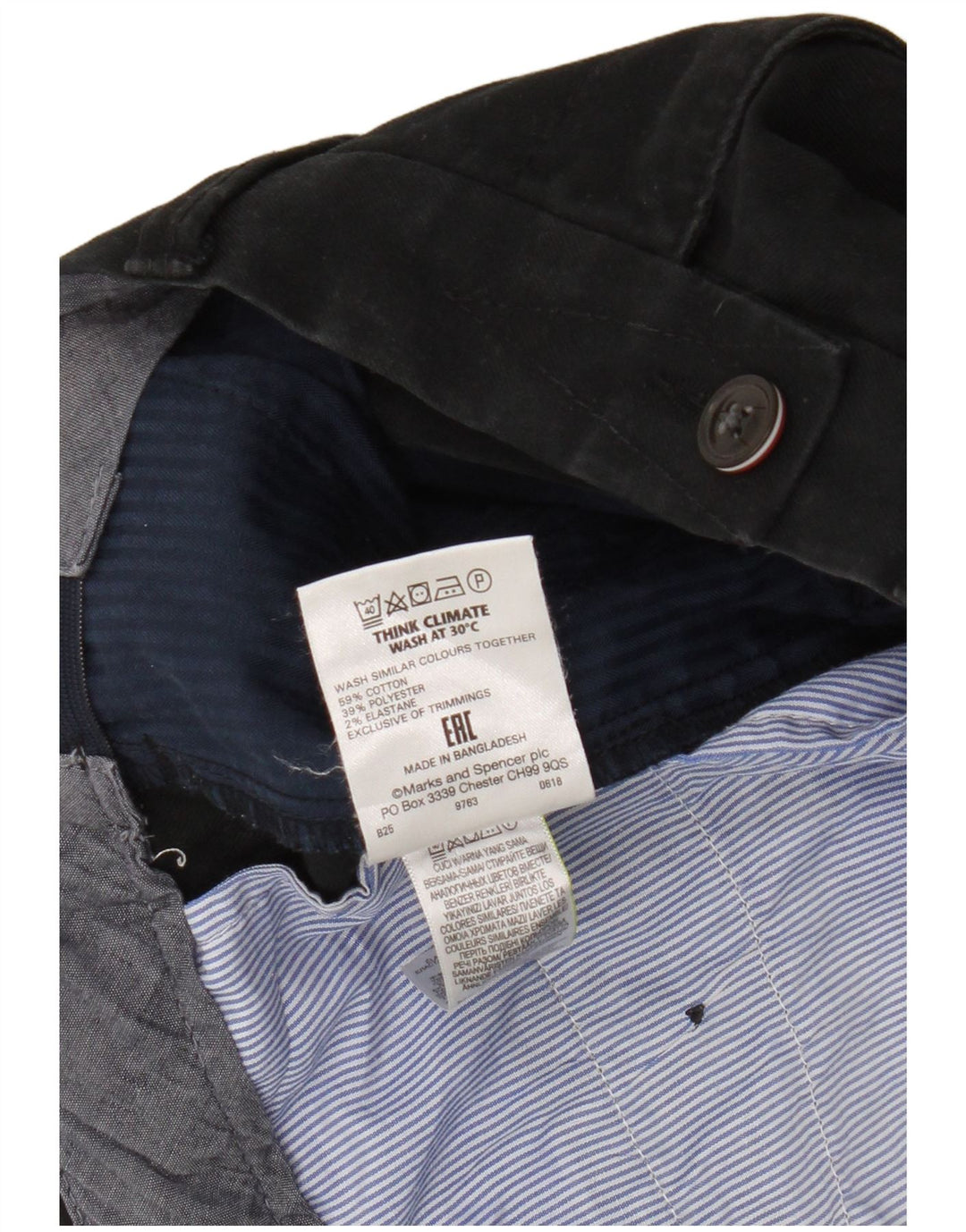 Marks & Spencer Straight Suit bukser til mænd W34 L29 sort bomuld
