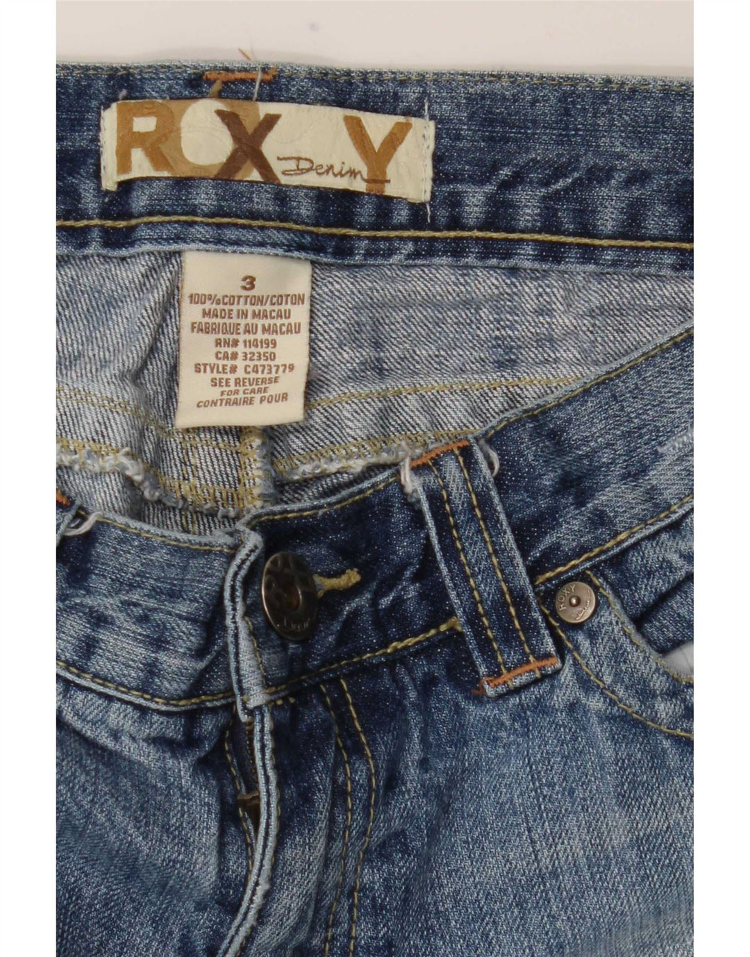 Roxy Dame Lavtalje Distressed Straight Jeans US 3 Small W29 L27 Blue