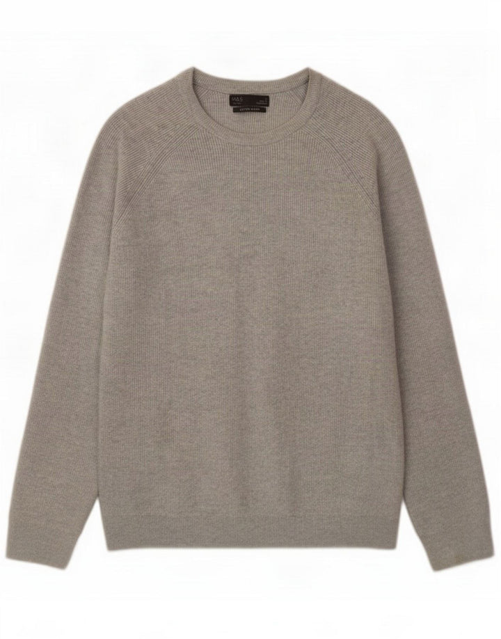 Marks & Spencer Mens Crew Neck Jumper Sweater Large Grey Polyester