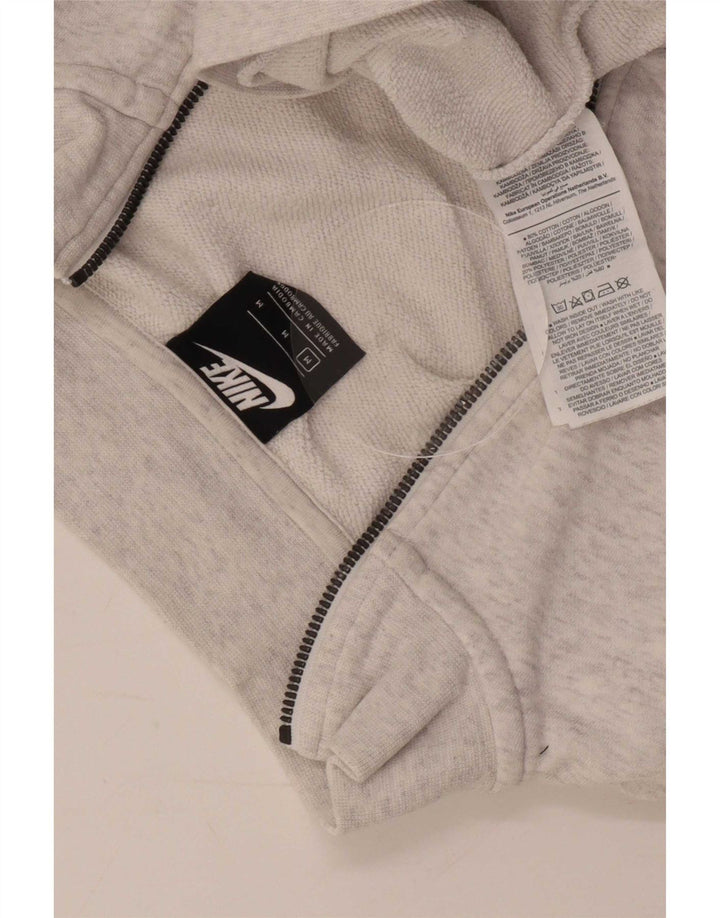 Nike Dame Oversized Crop Zip Neck Sweatshirt Jumper UK 14 Medium Grey