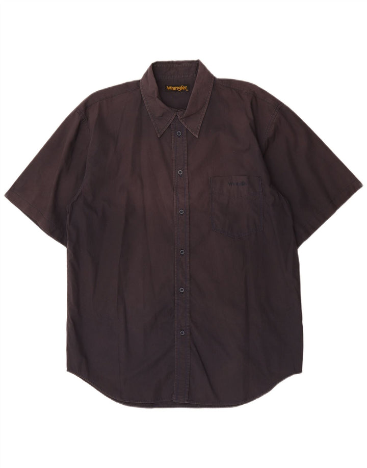 Wrangler kortærmet herreskjorte XL brun bomuld