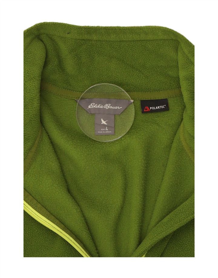 EDDIE BAUER Mens Zip Neck Fleece Jumper Large Green Polyester Vintage Eddie Bauer and Second-Hand Eddie Bauer from Messina Hembry 