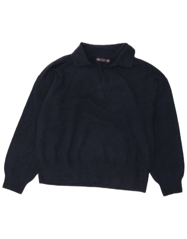 Marks & Spencer Dame Polo Neck Jumper Sweater UK 14 Medium Navy Blue