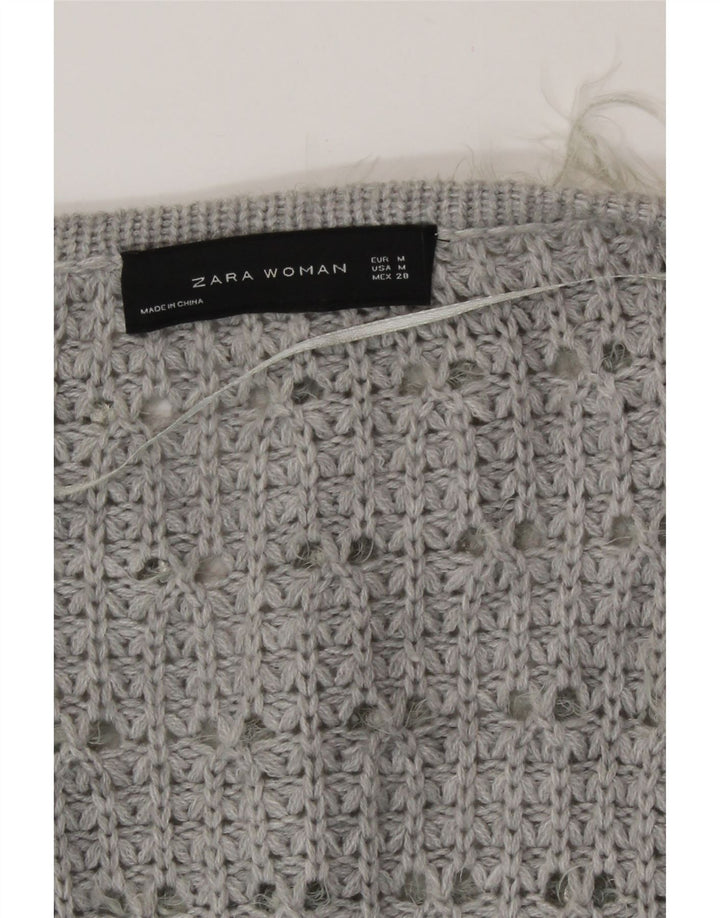 Zara Dame Oversized V-hals sweater UK 14 Medium Sort Colourblock