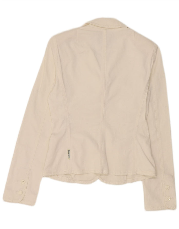Armani Jeans Dame 3 Button Blazer Jacket UK 10 Small White Bomuld