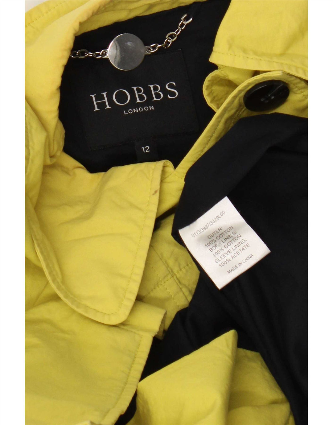 Hobbs Womens Pea Coat UK 12 Medium Yellow Coat