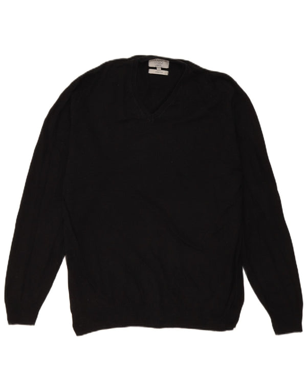 Marks & Spencer Herre Regular Fit V-hals sweater Medium Sort Bomuld