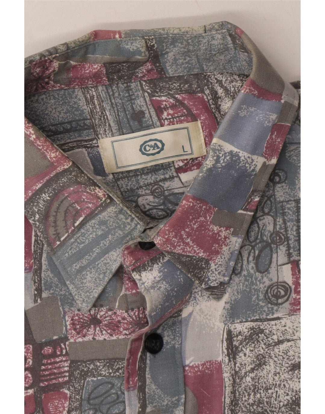 C&A Mens Shirt Large Grey Patchwork Cotton Vintage C&A and Second-Hand C&A from Messina Hembry 