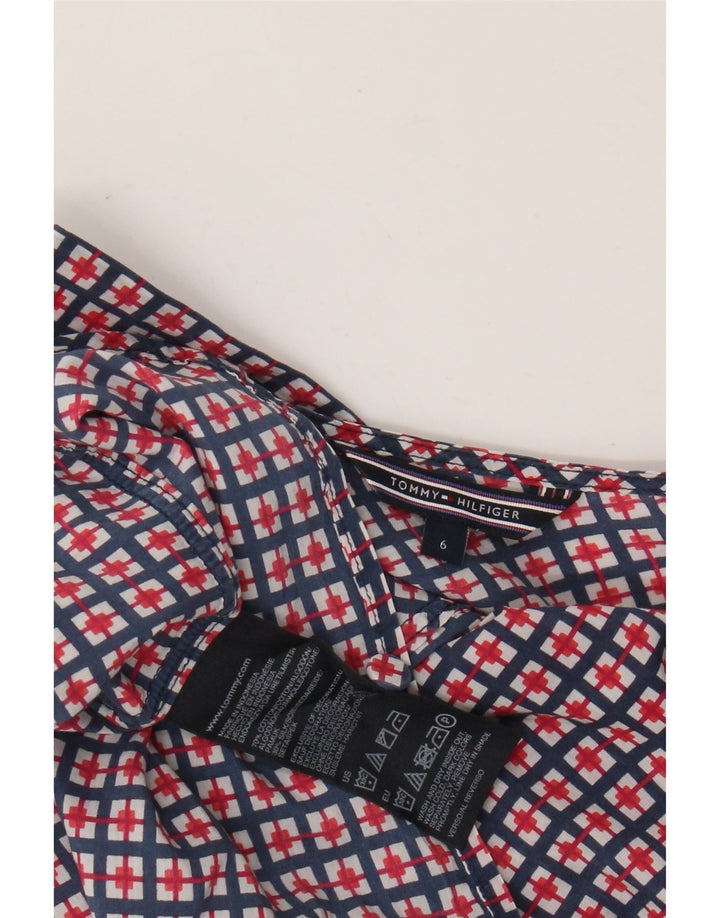 Tommy Hilfiger Damebluse Top US 6 Medium Navyblå Geometrisk Bomuld