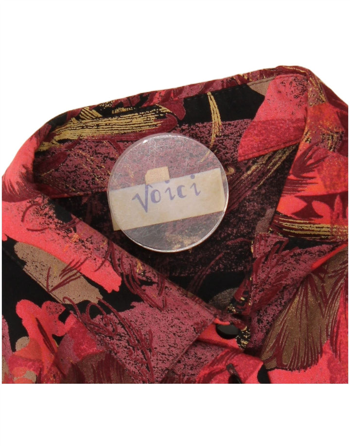 Vintage kvinders 2-delt nederdelsæt UK 12 Medium W27 Burgundy Floral Retro