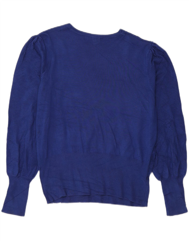 Marks & Spencer Dame sweater med rund hals DK 16 Stor blå viskose