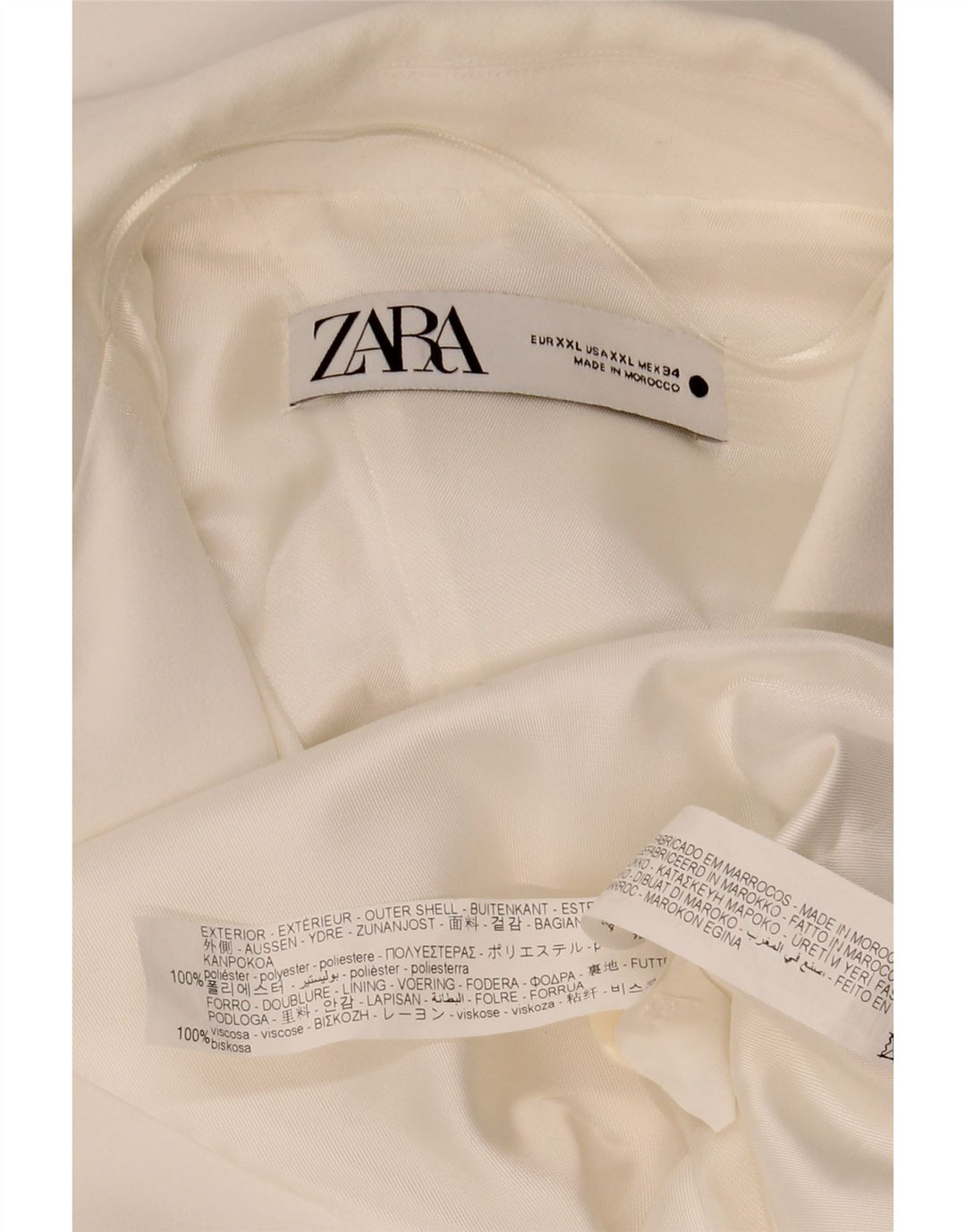 ZARA ærmeløs overfrakke til kvinder UK 20 2XL Hvid polyester