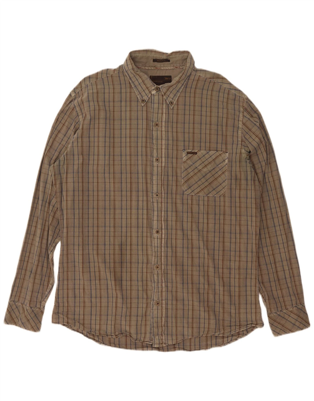 Marlboro Classics Herre Regular Fit skjorte 2XL Khaki ternet bomuld