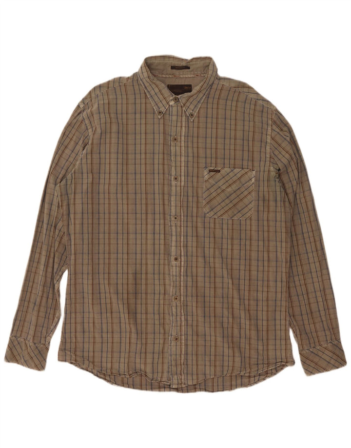 Marlboro Classics Herre Regular Fit skjorte 2XL Khaki ternet bomuld