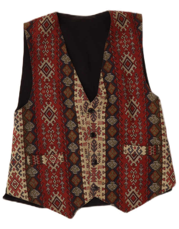 Vintage vest til mænd Medium Flerfarvet Geometrisk Aztec