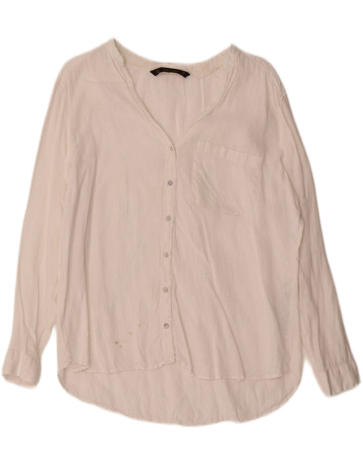 Zara Dameskjorte UK 16 Large White Linen