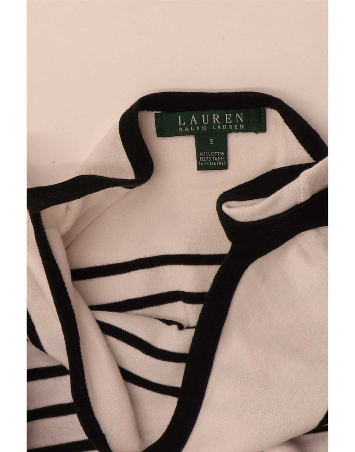 Ralph Lauren Kvinders Kortærmede Basic Kjole UK 10 Lille Hvid Stribet