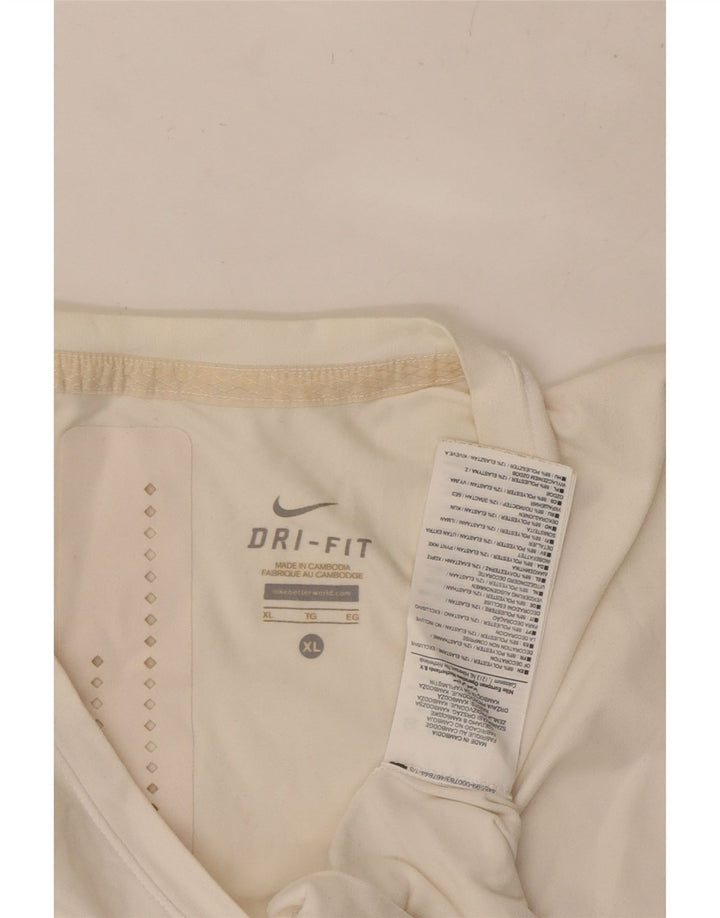 NIKE Dri Fit grafisk T-shirt top UK 18 XL hvid polyester