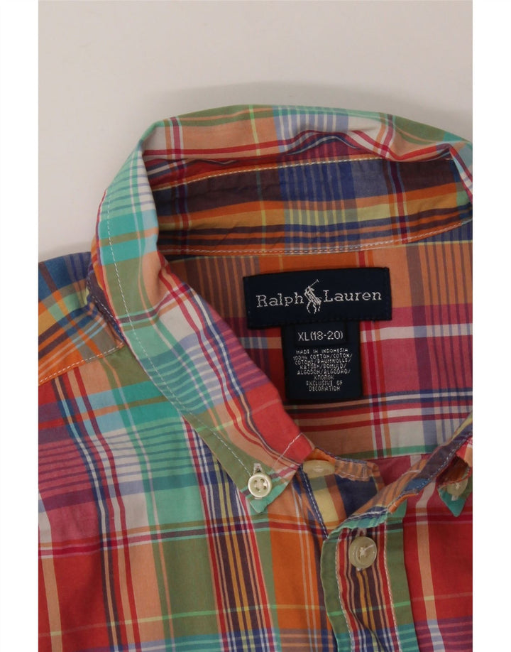 RALPH LAUREN Drengeskjorte 15-16 år XL Flerfarvet ternet bomuld