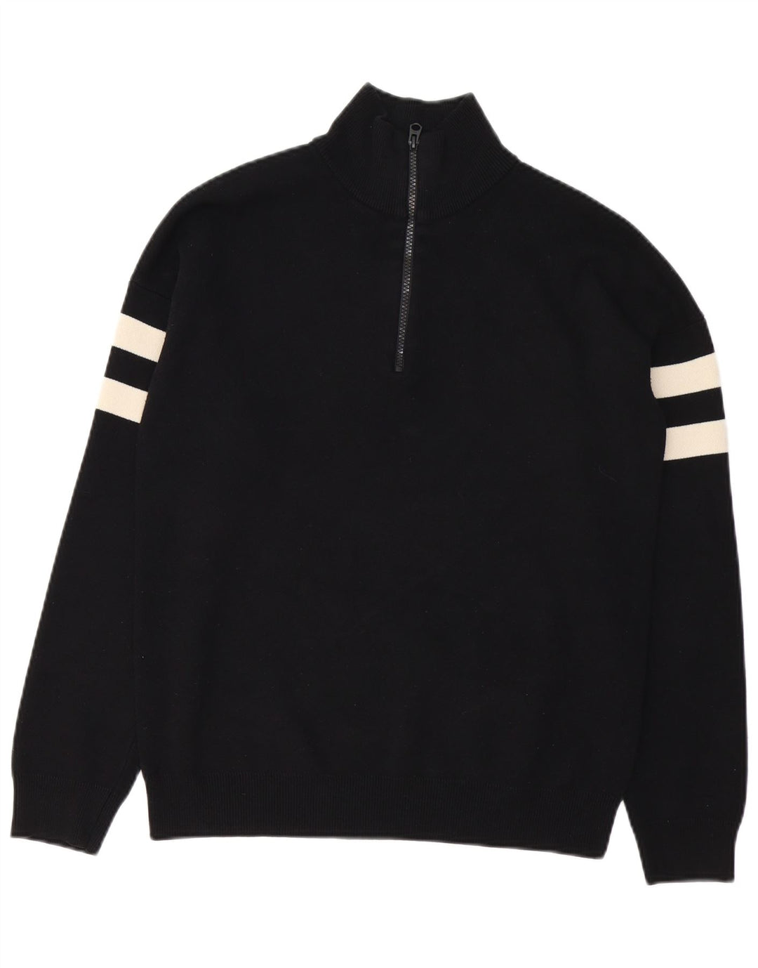 French Connection Herre Zip Neck Jumper Sweater Small Black Colourblock