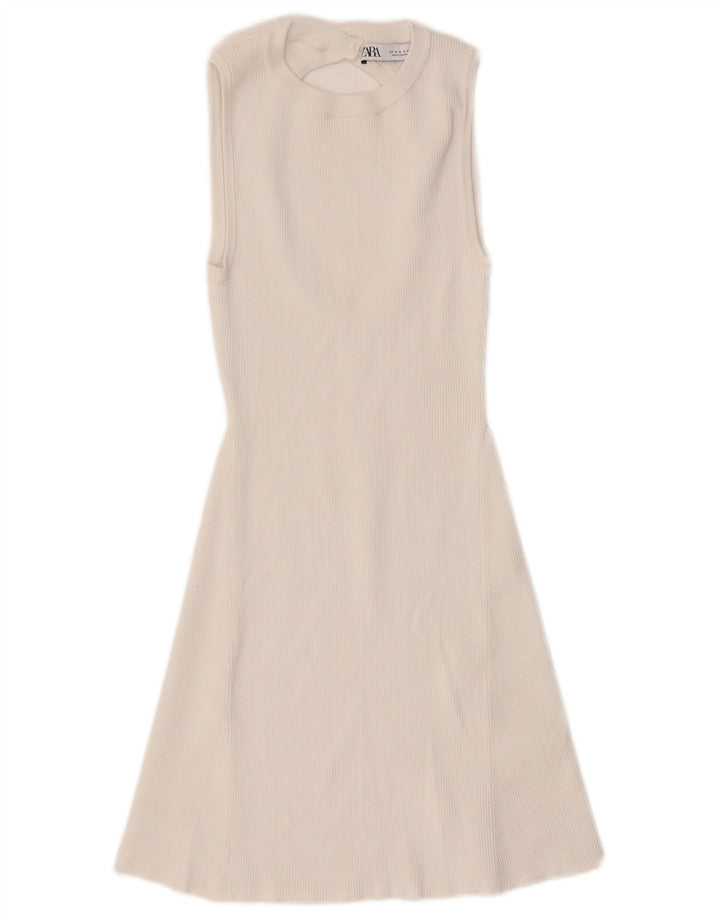 ZARA Dame Ærmeløs Jumper Dress UK 8 Small White