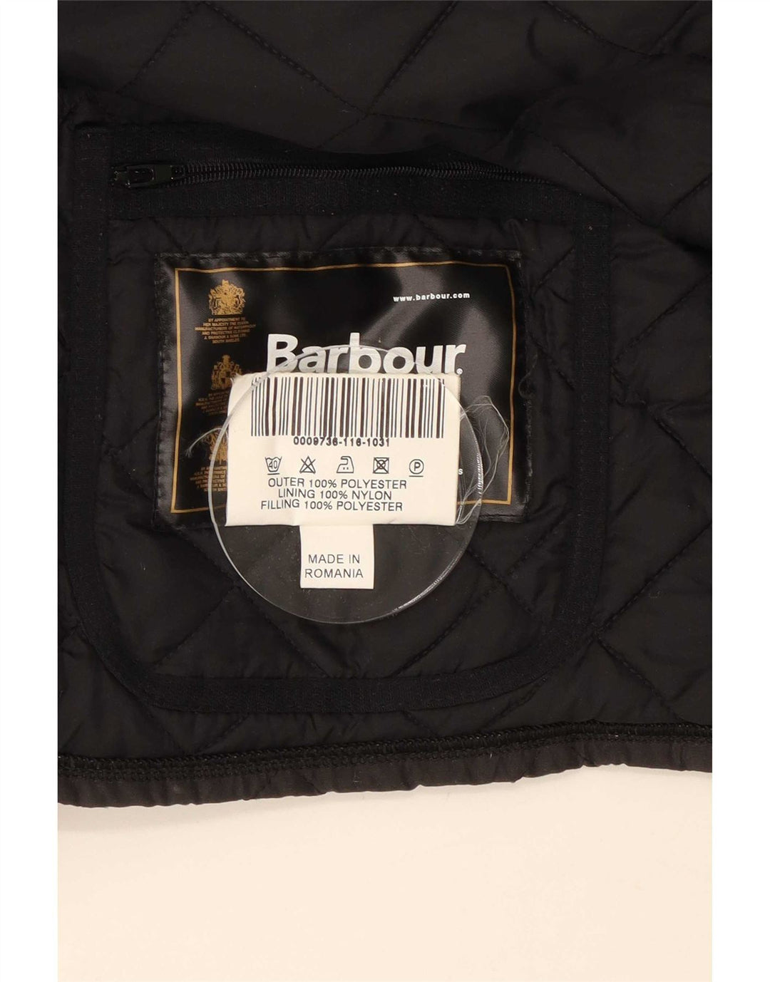 Barbour Herre Quiltet Jakke UK 42 XL Sort Polyester