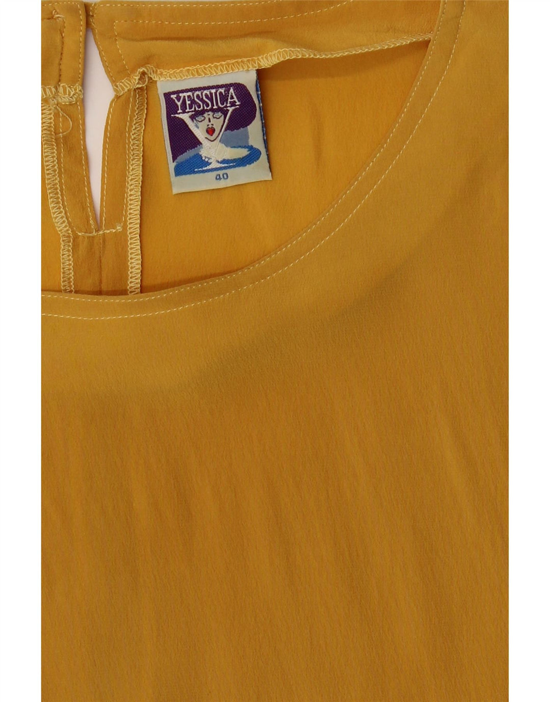 YESSICA Womens Oversized Blouse Top IT 40 Small Yellow Silk Vintage Yessica and Second-Hand Yessica from Messina Hembry 