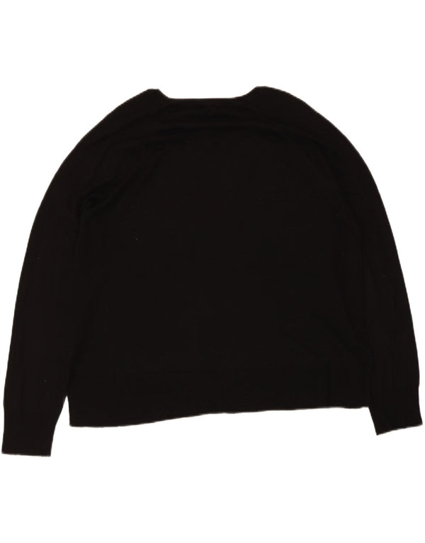 Zara Womens Crew Neck Jumper Sweater UK 16 Large Black Viscose