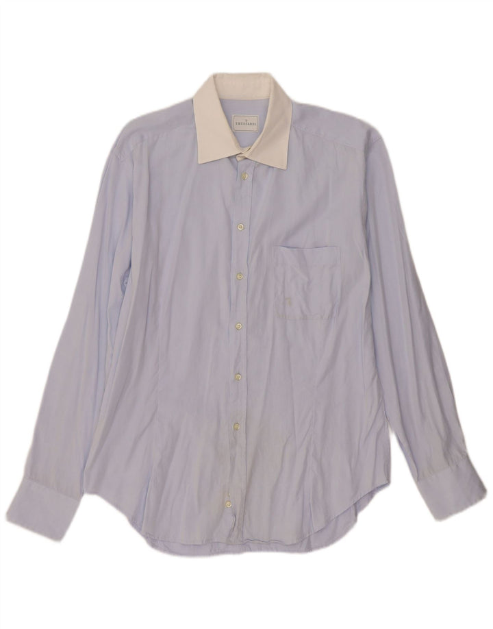 Trussardi herreskjorte str. 42 16 1/2 Stor blå farveblok