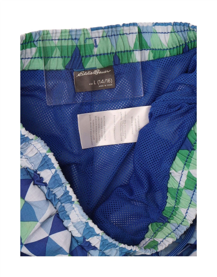 EDDIE BAUER Boys Swimming Shorts 14-15 Years Large  Blue Geometric Vintage Eddie Bauer and Second-Hand Eddie Bauer from Messina Hembry 