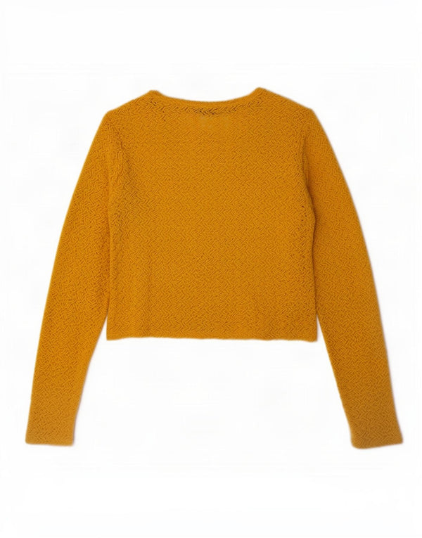 Zara Dame Trafaluc Se Through Crop Top Langærmet UK 14 Stor Gul