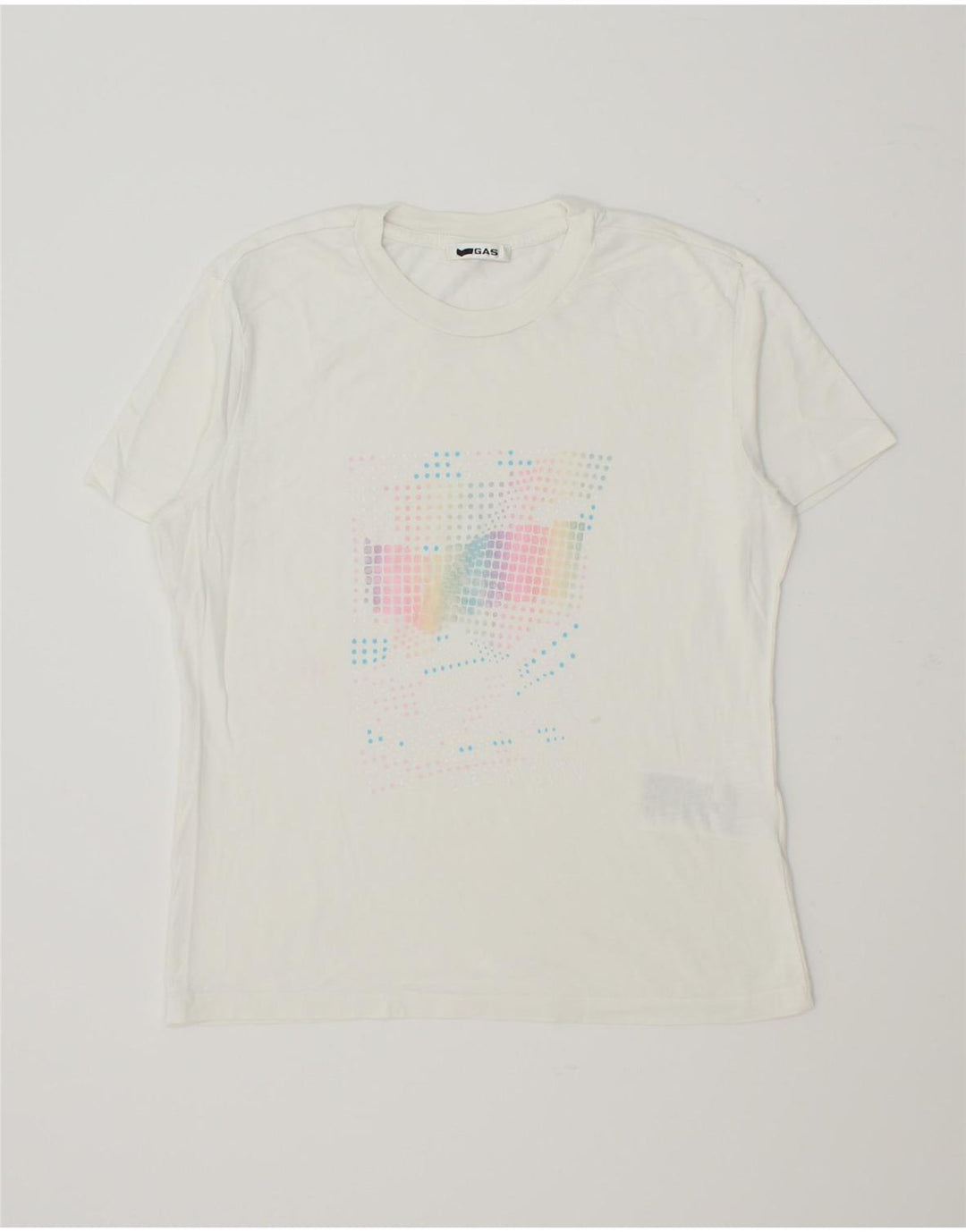 GAS Womens Graphic T-Shirt Top UK 12 Medium White Cotton Vintage Gas and Second-Hand Gas from Messina Hembry 