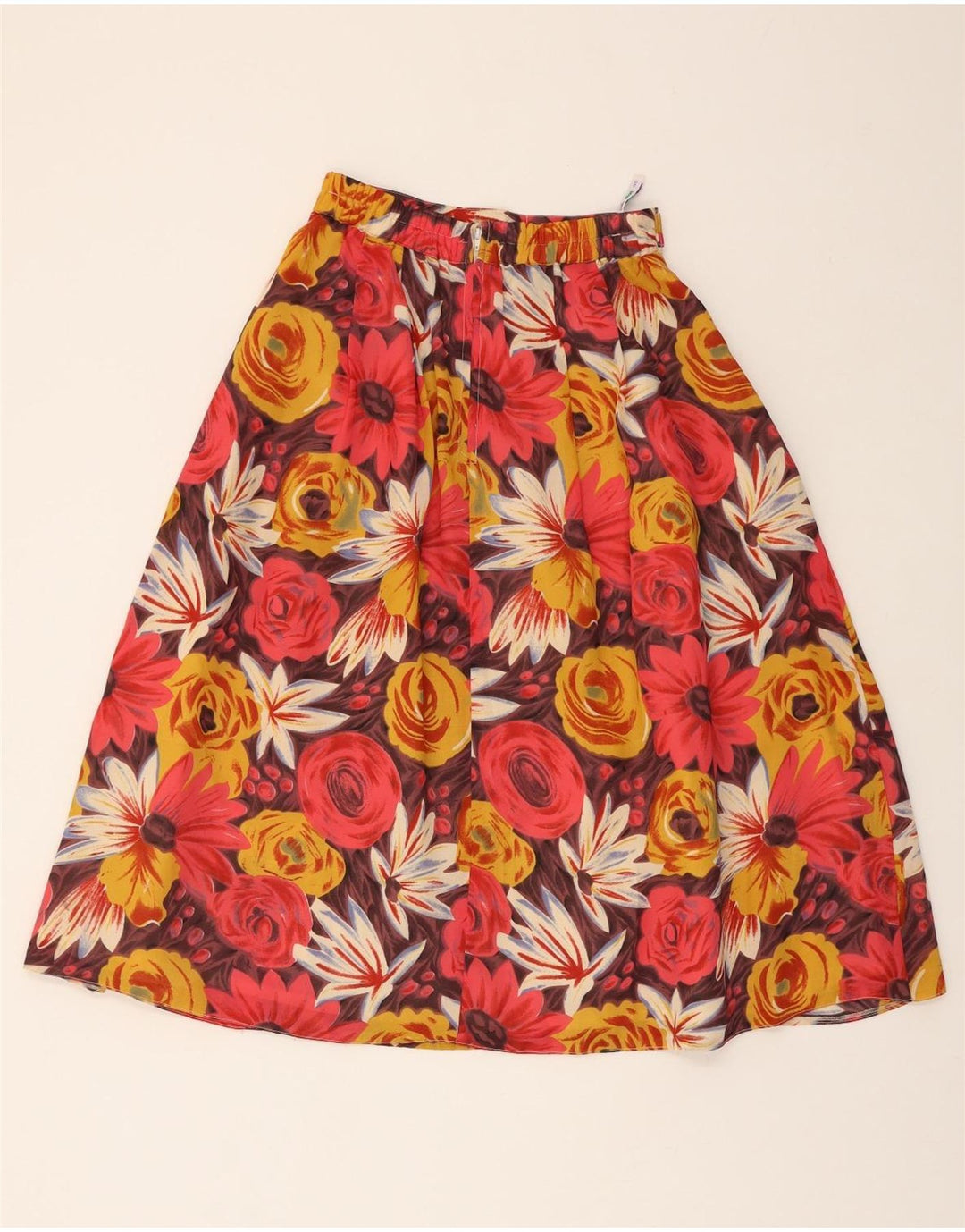 NEW FAST Womens A-Line Skirt EU 36 Small W28 L29 Red Floral Polyester Vintage New Fast and Second-Hand New Fast from Messina Hembry 